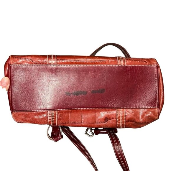 Brighton Alligator Embossed Leather Shoulder‎ Handbag Purse Bag Red Heart Charm - Picture 6 of 12